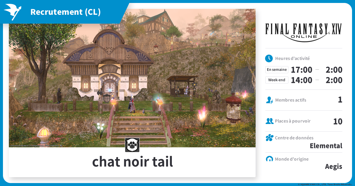Recrutement chat noir tail (recherche d