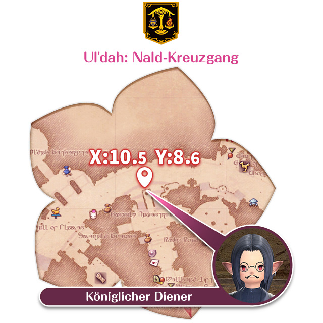 Ul'dah: Nald-Kreuzgang X: 10.5 Y: 8.6 Königlicher Diener
