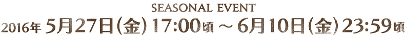 2016年5月27日（金）17:00頃 ～ 2016年6月10日（金）23:59頃