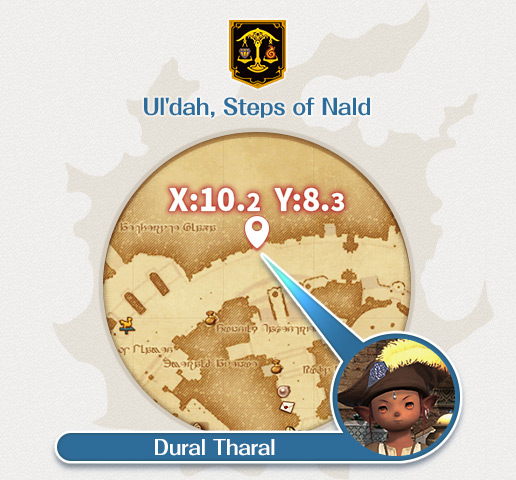 A lowly merchant in Ul'dah is down on his luck, and looking for a kind soul to console him. Dural Tharal