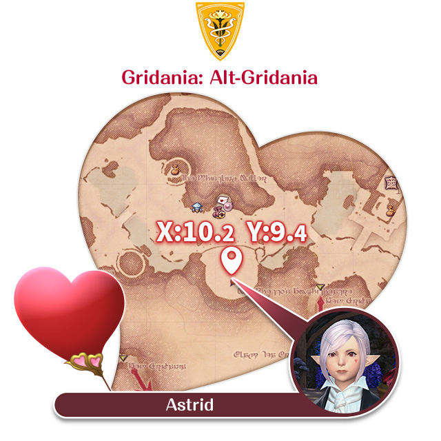 Gridania: Alt-Gridania X: 10.2 Y: 9.4 Astrid