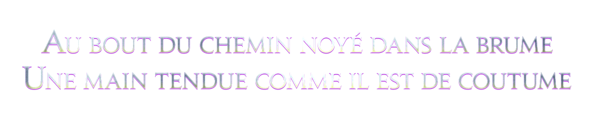 Au bout du chemin noyé dans la brume<br />Une main tendue comme il est de coutume